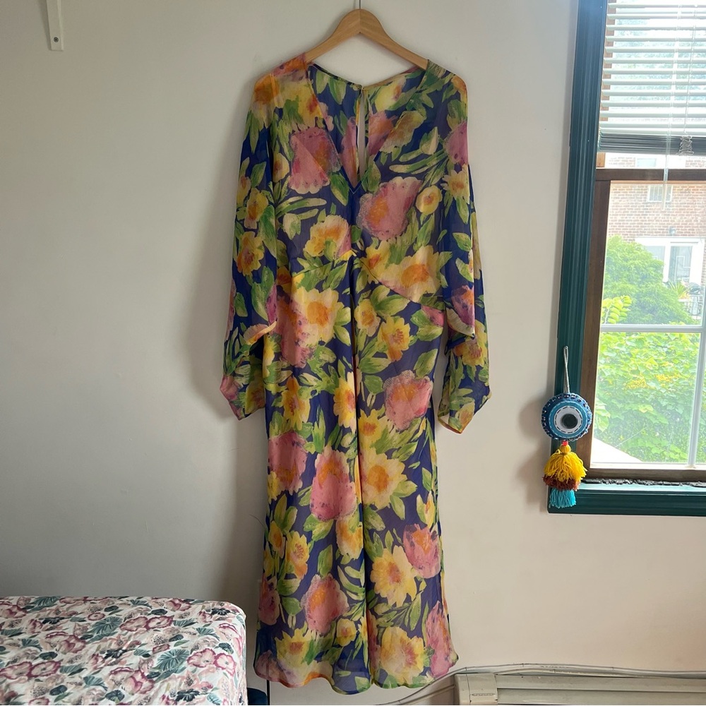 batwing sleeve midi dress in floral print